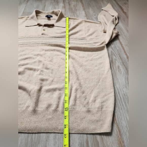 Dockers Tan Striped Polo Sweater Long Sleeve Soft Warm Stretch Sz XXL - Picture 5 of 6